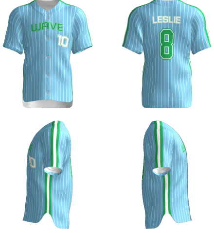 WAVE FULL BUTTON BASEBALL JERSEY (CHAMPRO)