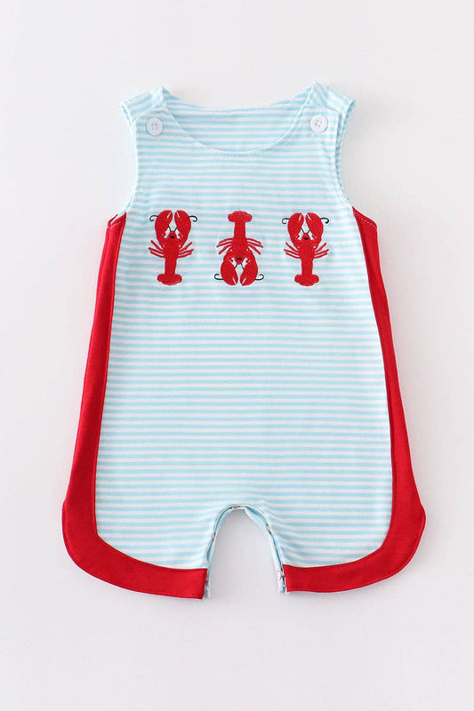 Crawfish embroidered boy romper