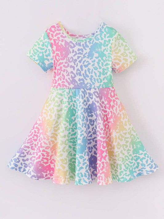Tie Dye Leopard Girl Dress