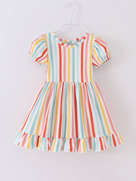 Stripped ruffle Girl Dress