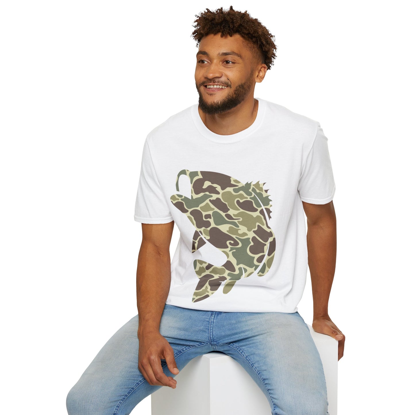 Camo Bass Fish Unisex Softstyle T-Shirt