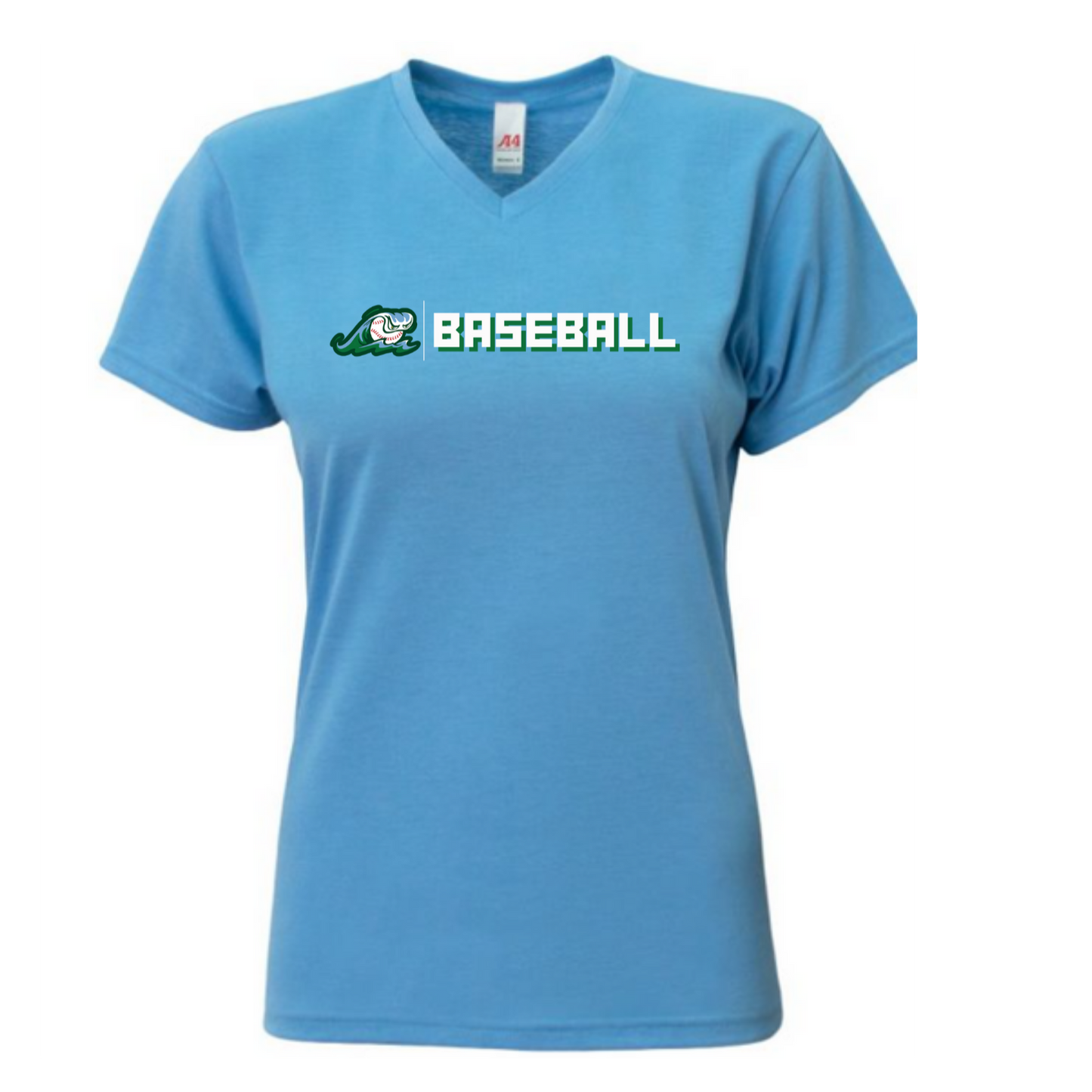 Adult Women's Wave Baseball Moisture Wicking V Neck T-shirt
