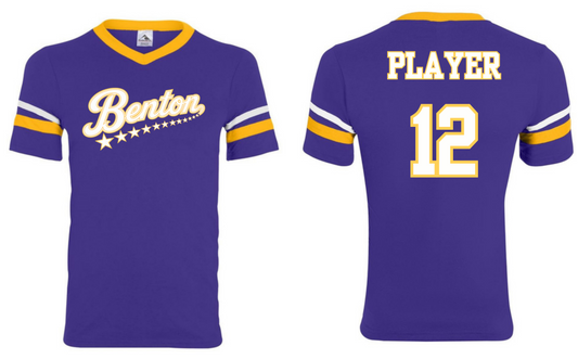 V Neck Striped Purple/Gold Benton Stars