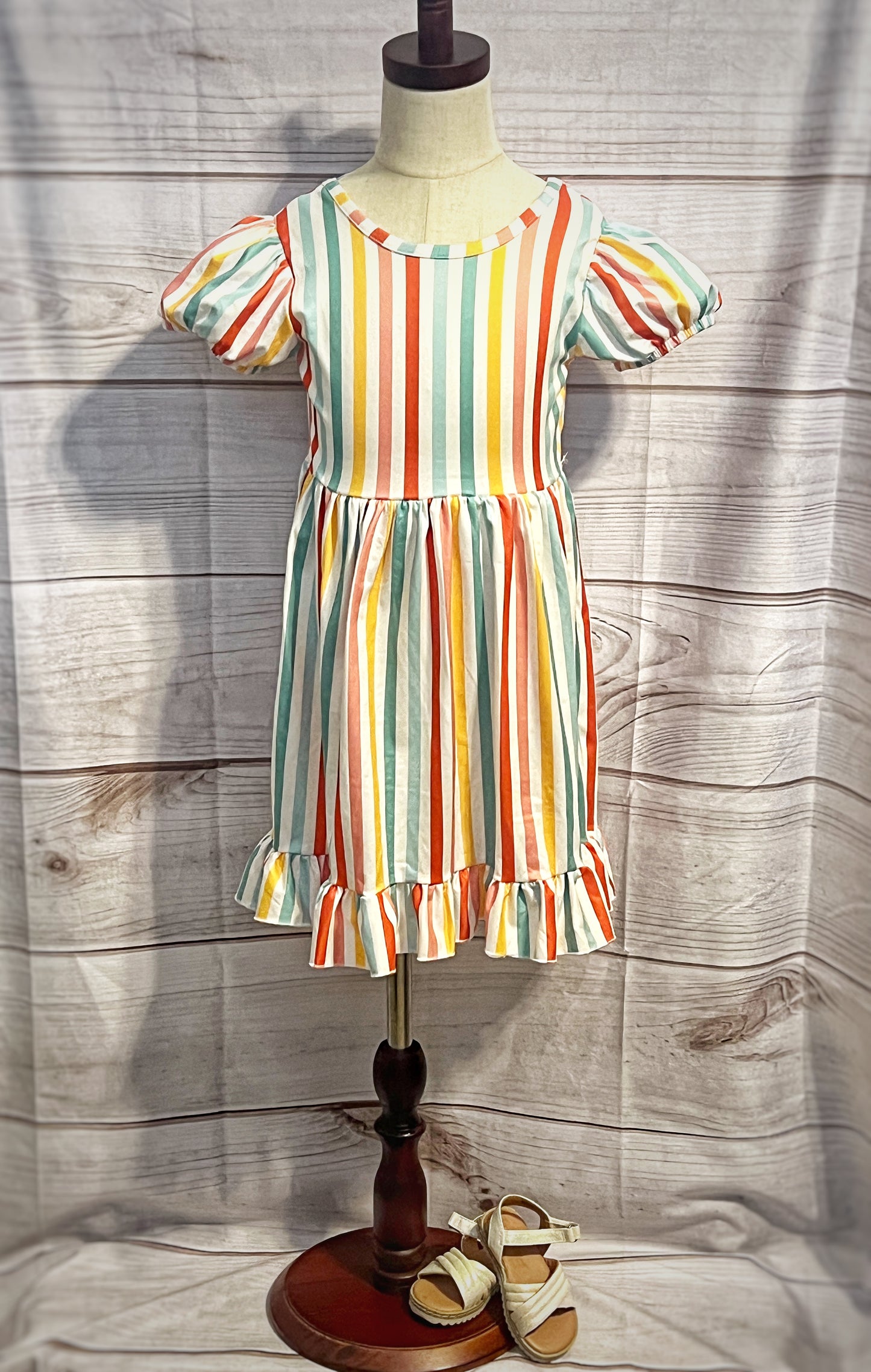 Stripped ruffle Girl Dress