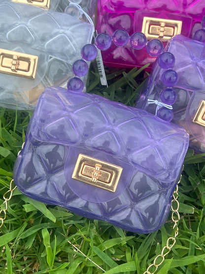 Mini Jelly Purse with Crossbody Gold Chain