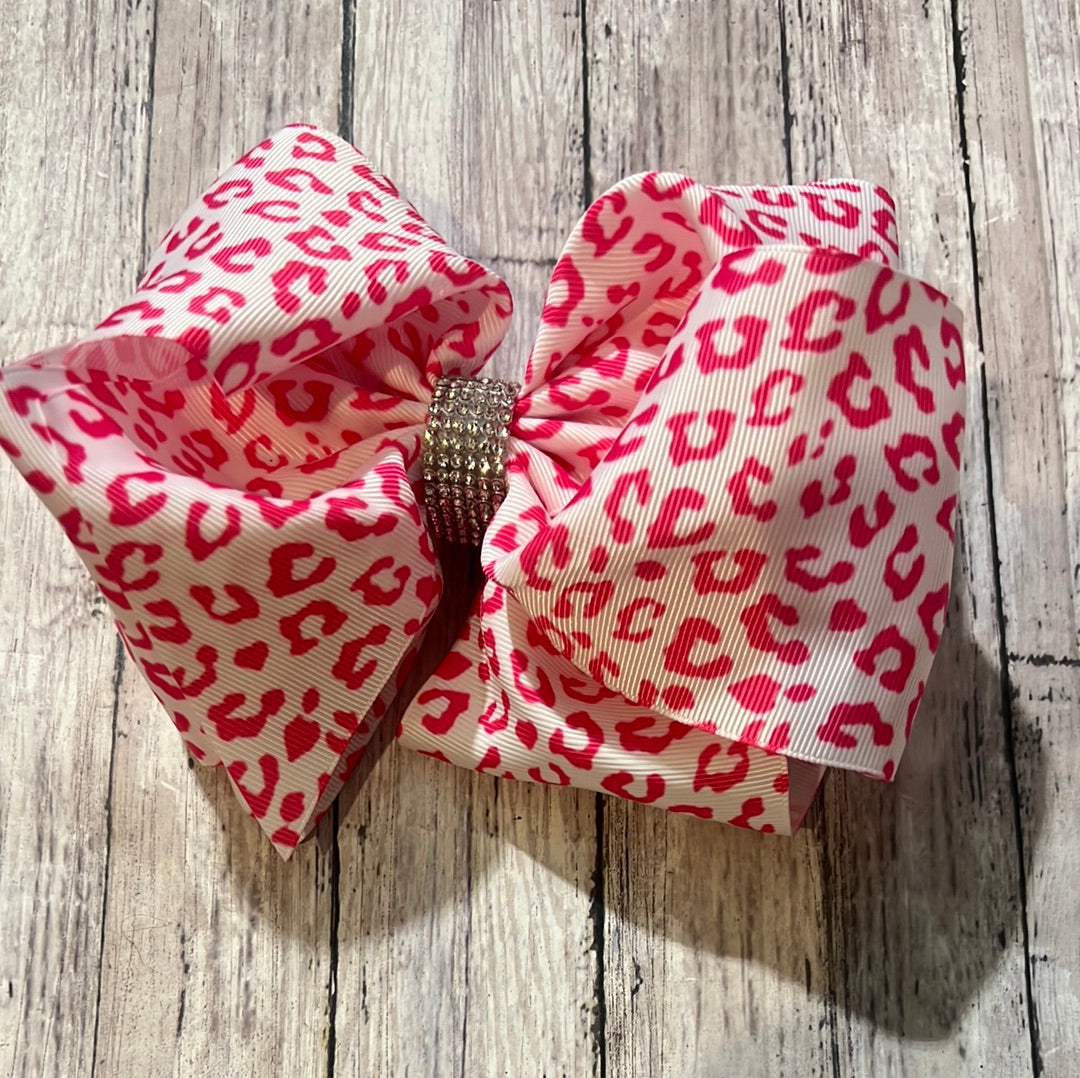 6” Pink leopard bow