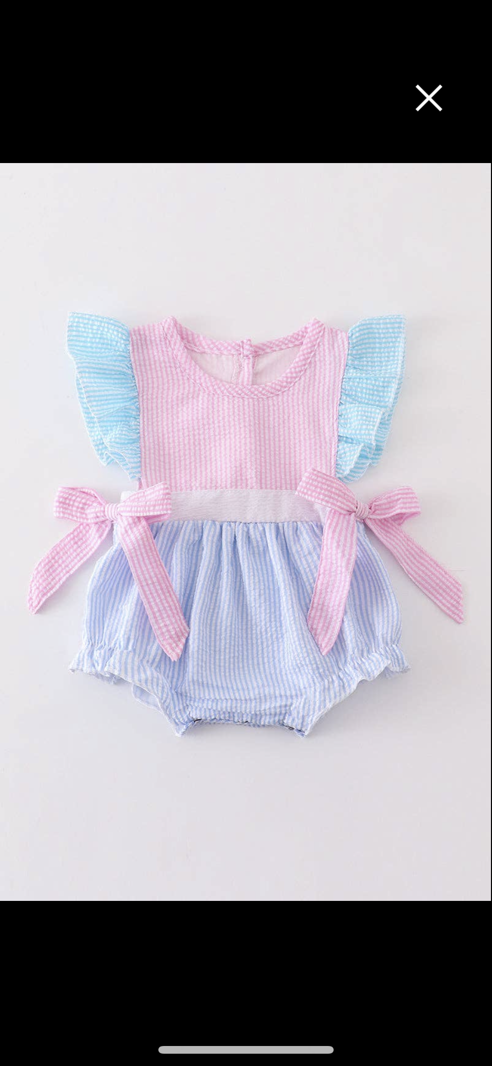 Seer Sucker Ruffle bow Onsie