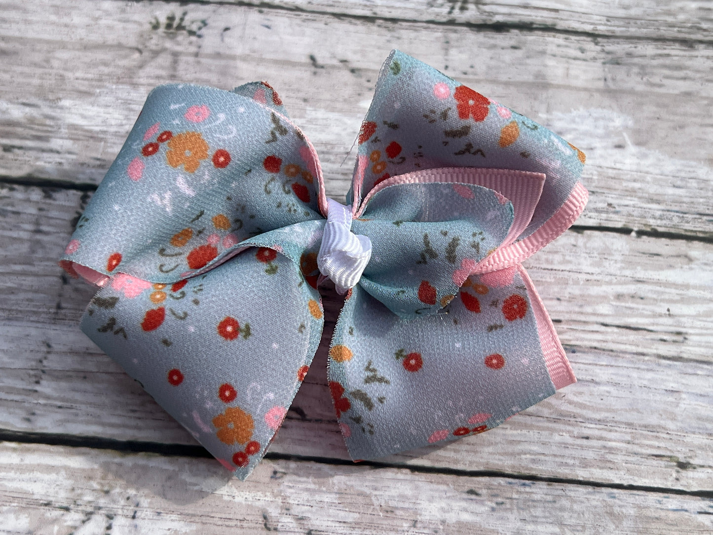 Pink & Blue flower bow