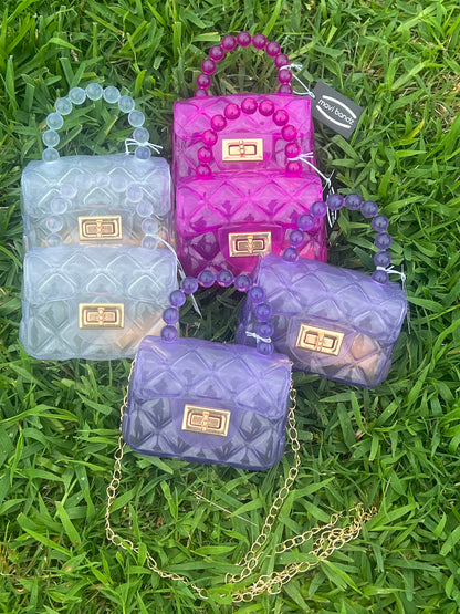 Mini Jelly Purse with Crossbody Gold Chain