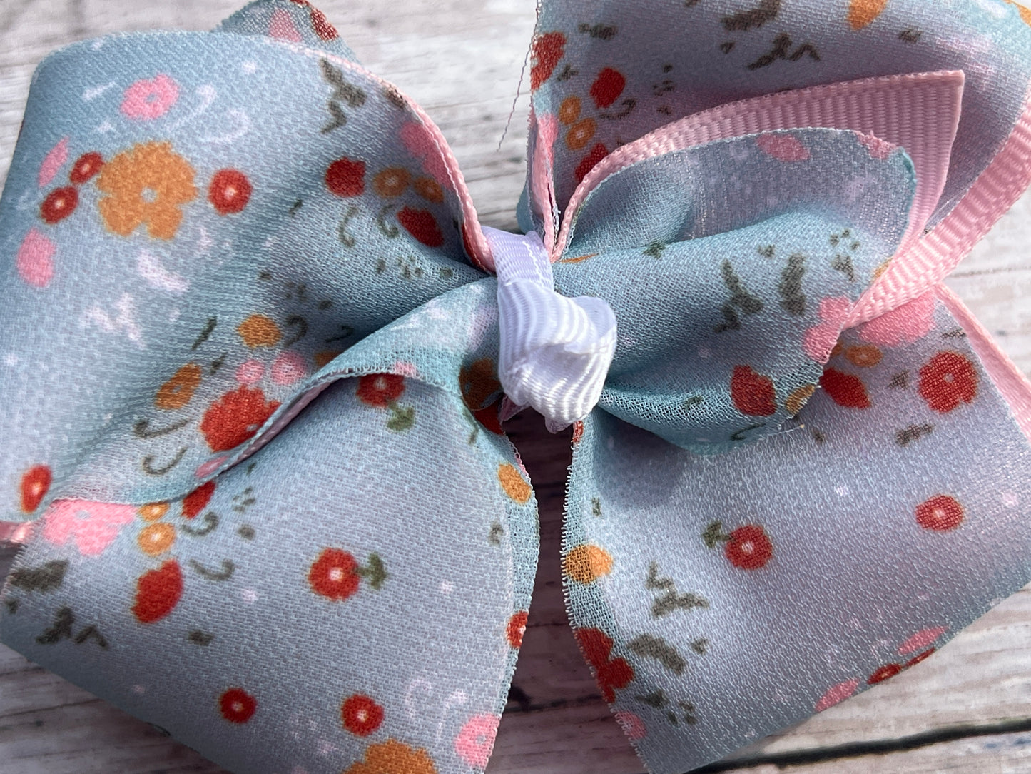 Pink & Blue flower bow