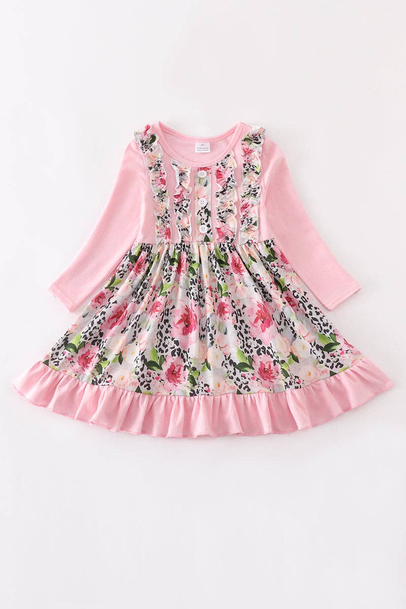 Pink floral smocked dress