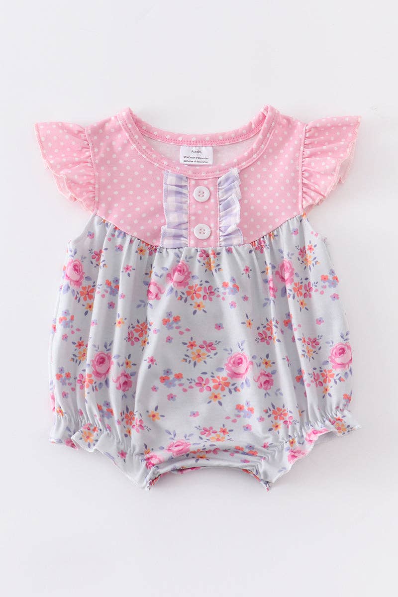 Pink floral print ruffle girl bubble