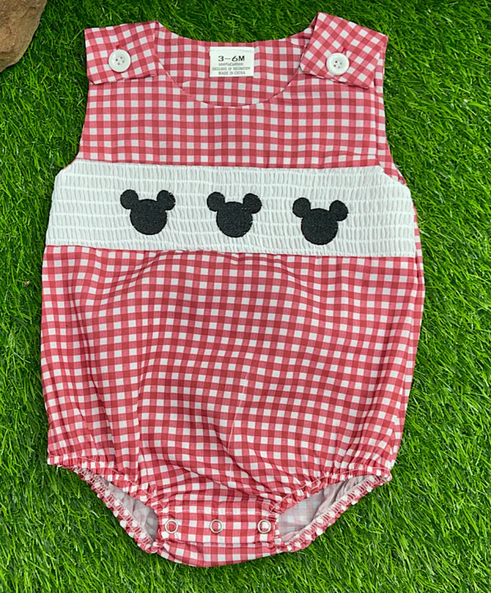 SMOCKED APPLIQUE ONESIE