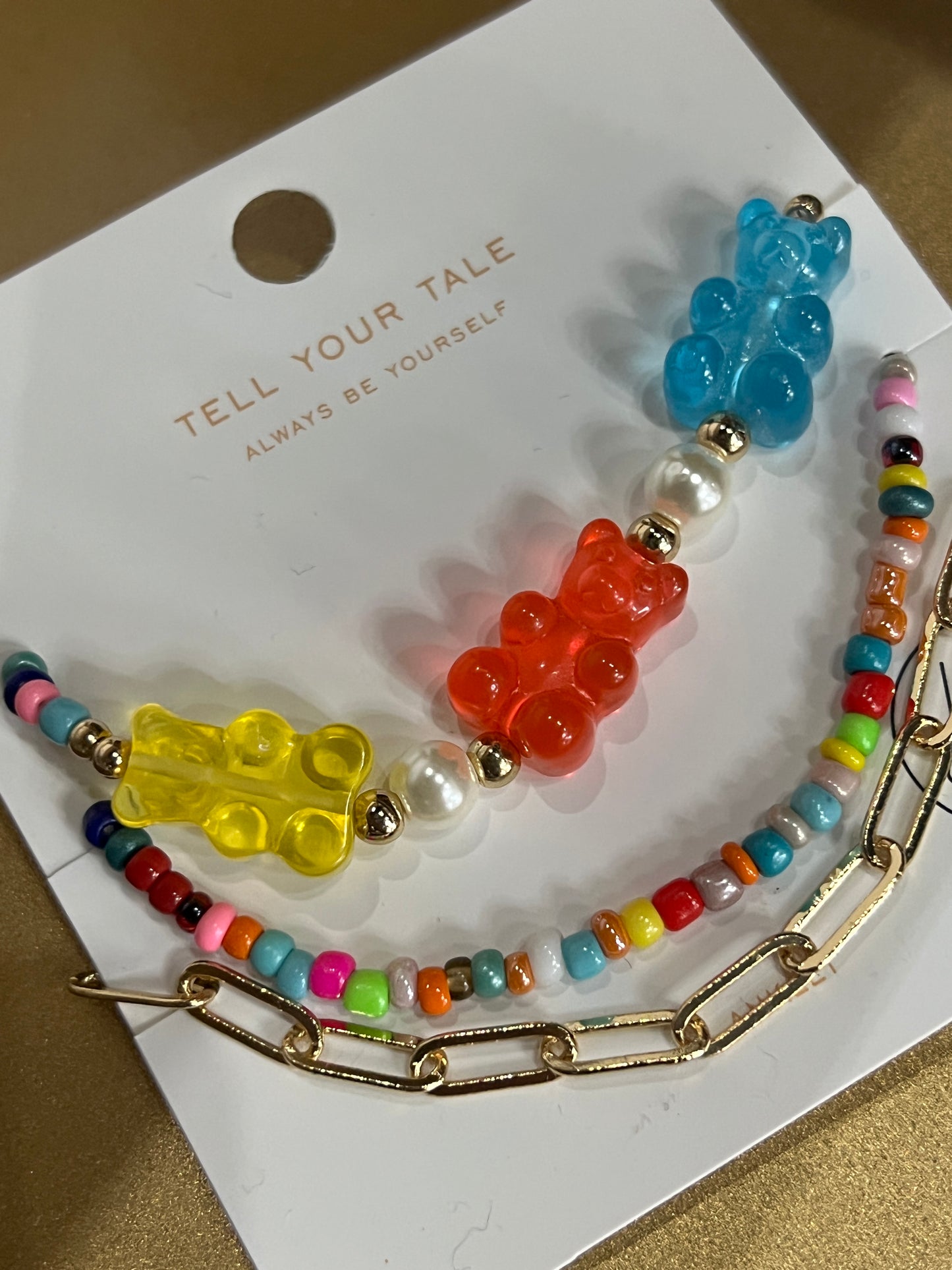 Gummy bear multi layered ankle bracelet