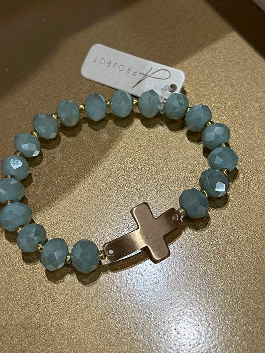 Mint cross bead braclet