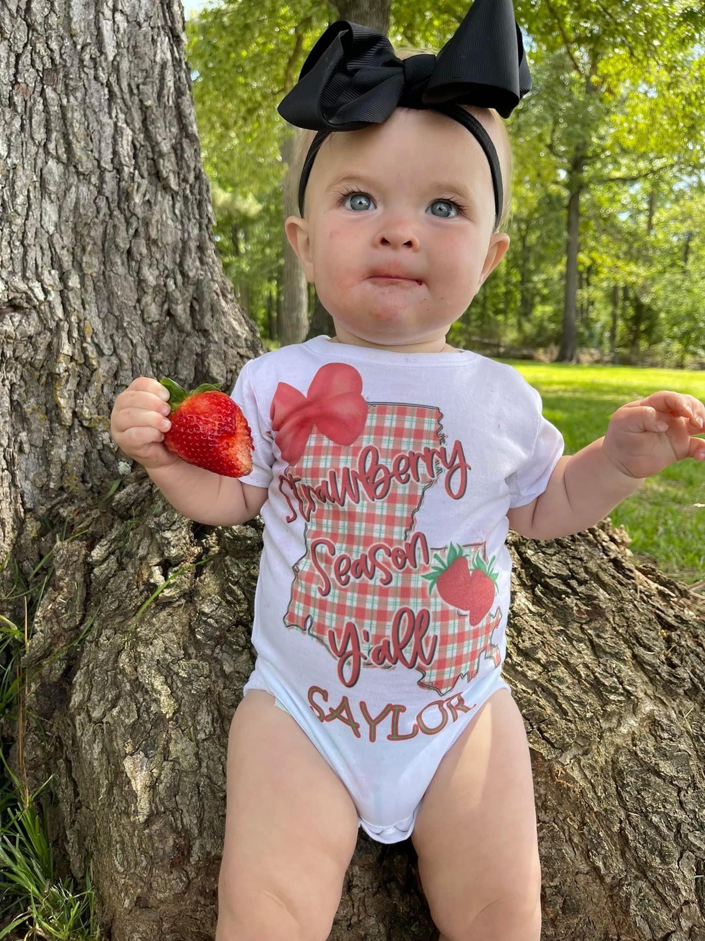 Louisiana State strawberry onsie