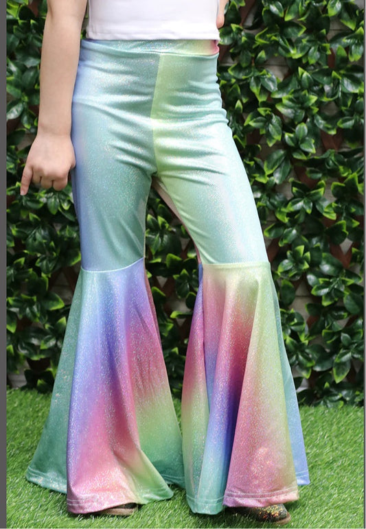 METALLIC TIE DYE BELL BOTTOMS